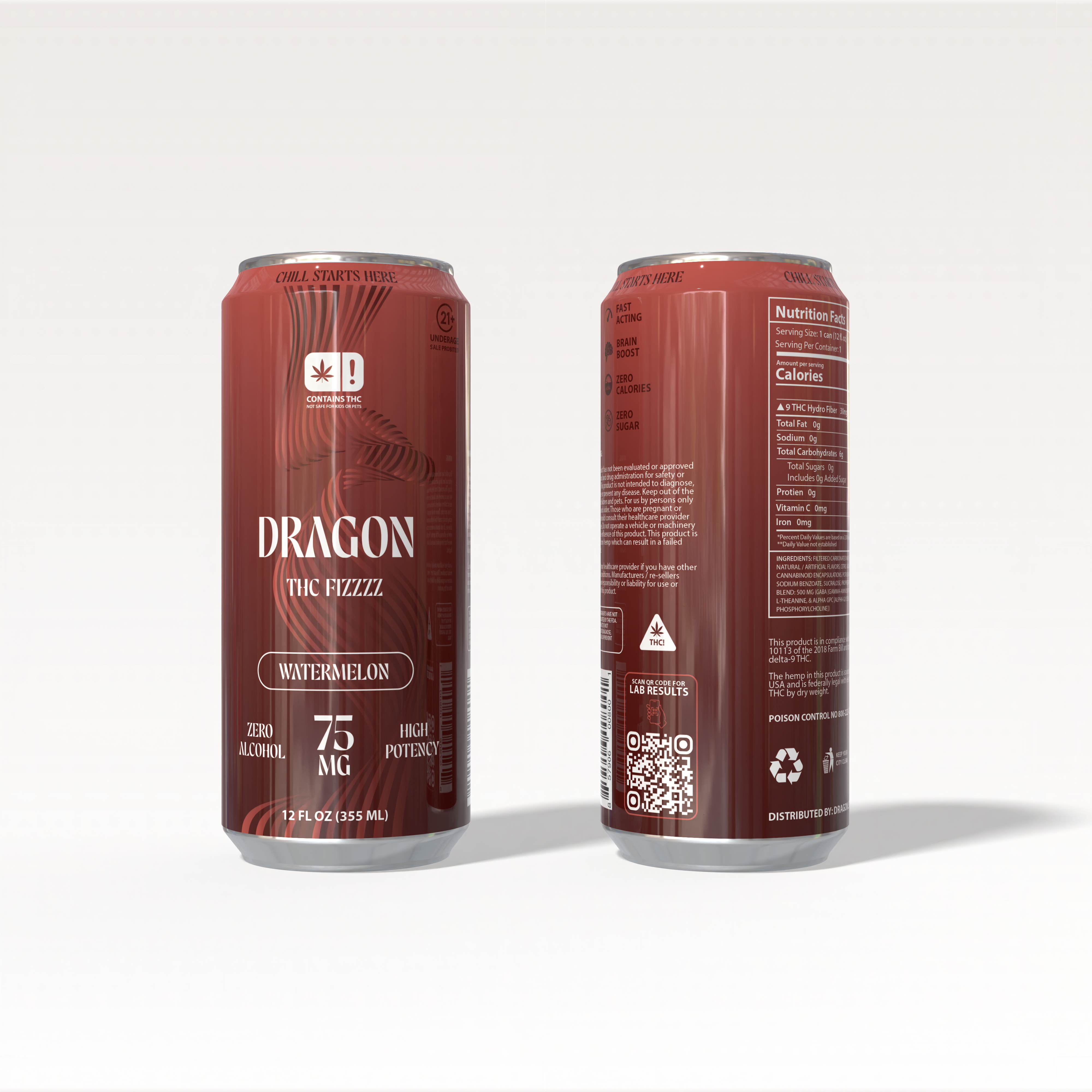 Dragon THC FIZZZZ 75mg 12FL OZ Can - Watermelon