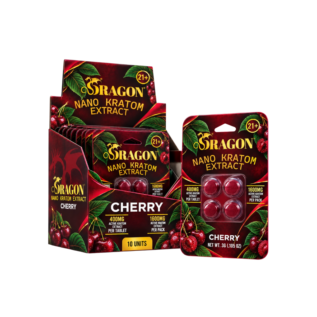 Dragon Nano Kratom Extract Tablets 400mg - Cherry