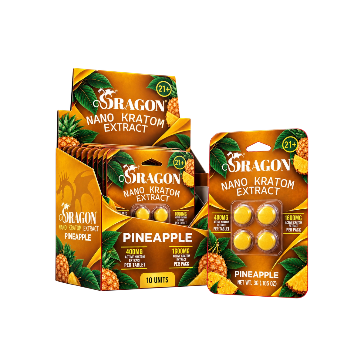 Dragon Nano Kratom Extract Tablets 400mg - Pineapple