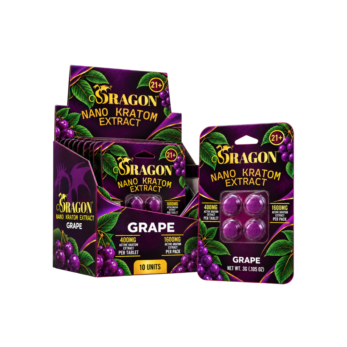 Dragon Nano Kratom Extract Tablets 400mg - Grape