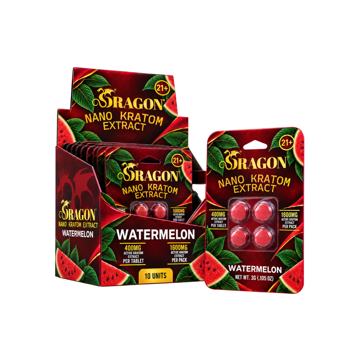 Dragon Nano Kratom Extract Tablets 400mg - Watermelon